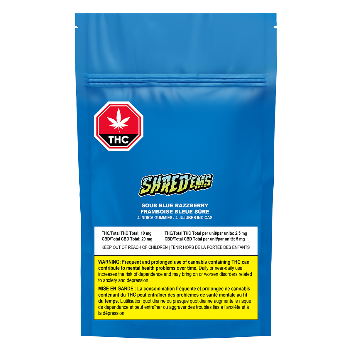SHREDEms Sour Blue Razzberry 2:1 CBD/THC Gummies