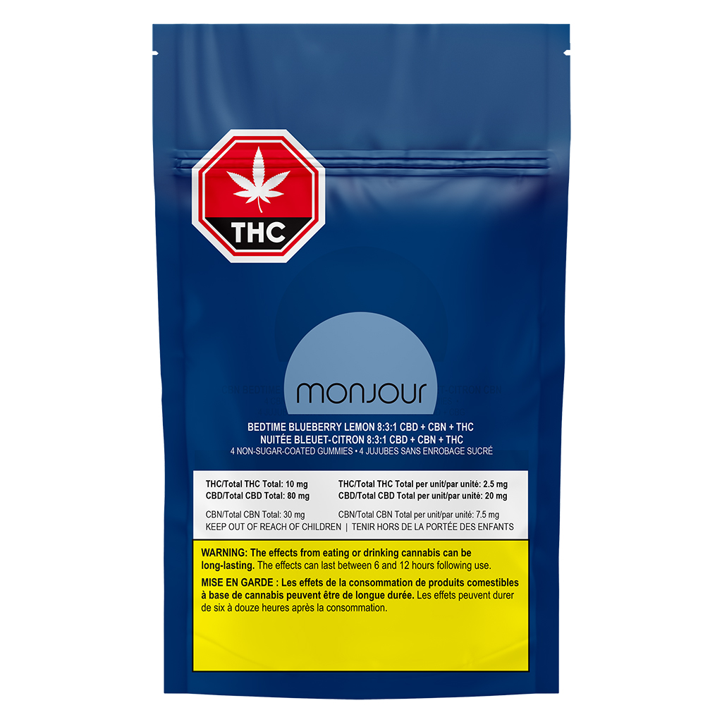 Monjour CBN Bedtime Blueberry Lemon 8:3:1 CBD/CBN/THC Gummies