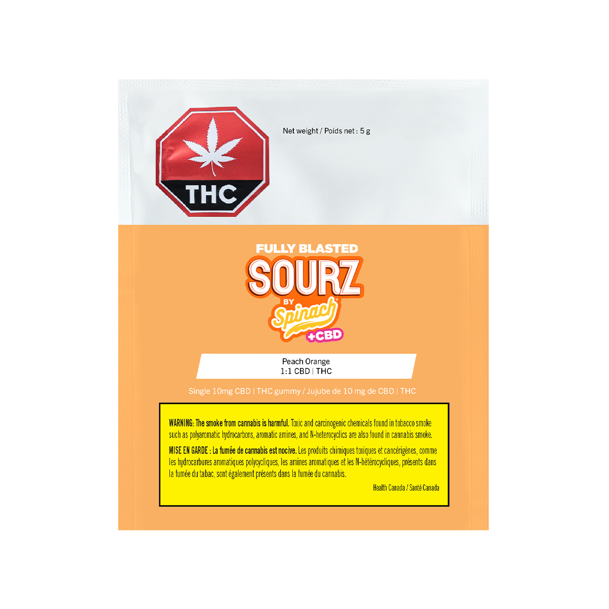 Spinach Peach Orange 1:1 THC:CBD Fully Blasted SOURZ - Image 2