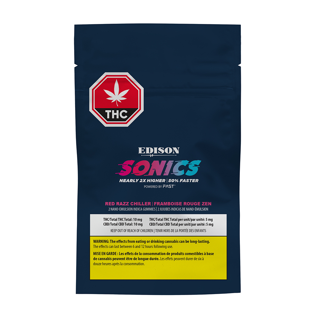 Edison Sonics Red Razz Chiller 1:1 CBD:THC Nano - Image 2