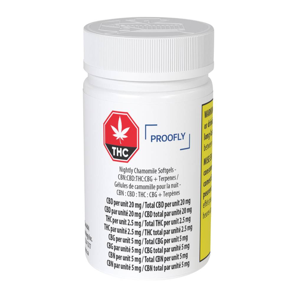 Proofly Nightly Chamomile Softgels CBN:CBD:THC:CBG and Terpenes
