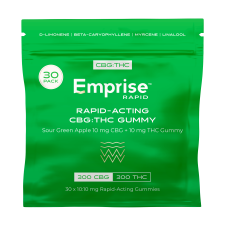 Emprise Rapid Sour Green Apple 10 mg CBG + 10 mg THC Gummy (30 Pack)