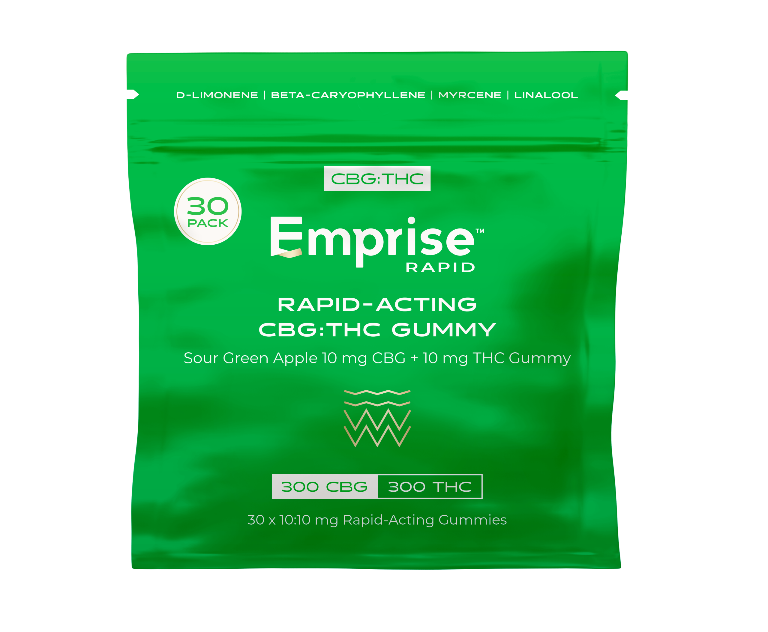 Emprise Rapid Sour Green Apple 10 mg CBG + 10 mg THC Gummy (30 Pack)
