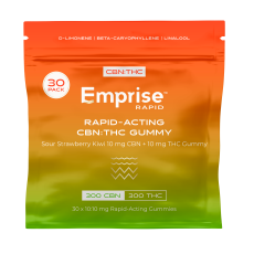 Emprise Rapid Sour Strawberry Kiwi 10 mg CBN + 10 mg THC Gummy (30 Pack)